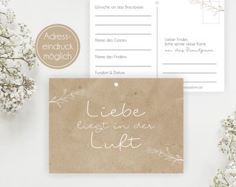 50 Ballonkarten / Ballonflugkarten / Flugkarten Hochzeit "Liebe liegt in der Luft" / Adresseindruck möglich