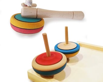 INGODI handmade wooden spinning top with a yoke for a kid, teenager and adult