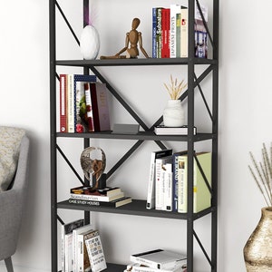 Armen matte black finish metal 2024 round bookcase by inspire q modern