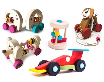 INGODI Baby or Toddler Handmade Wooden Toys for Christmas, Birthday, Baby Shower, Baptism Gift