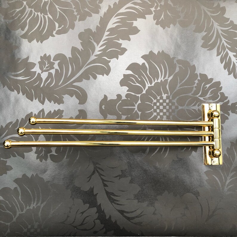 Triple Towel Bar Swivel Arms Gold Polished BrassWall Mounted Etsy