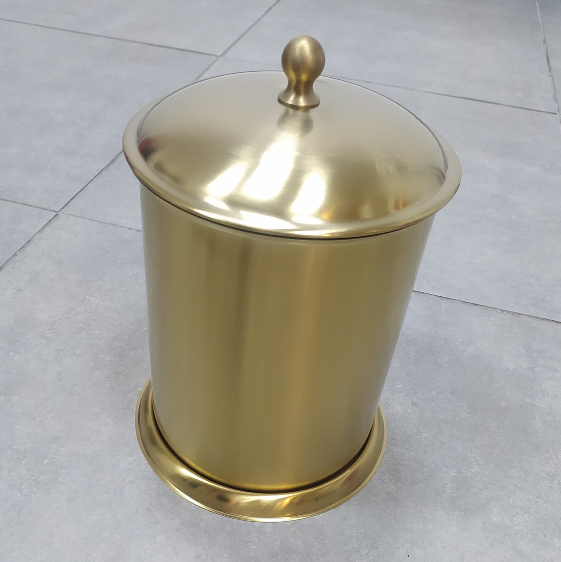 Waste Bin Trash Can with Lid for Bathroom Kitchen Office Gold Etsy