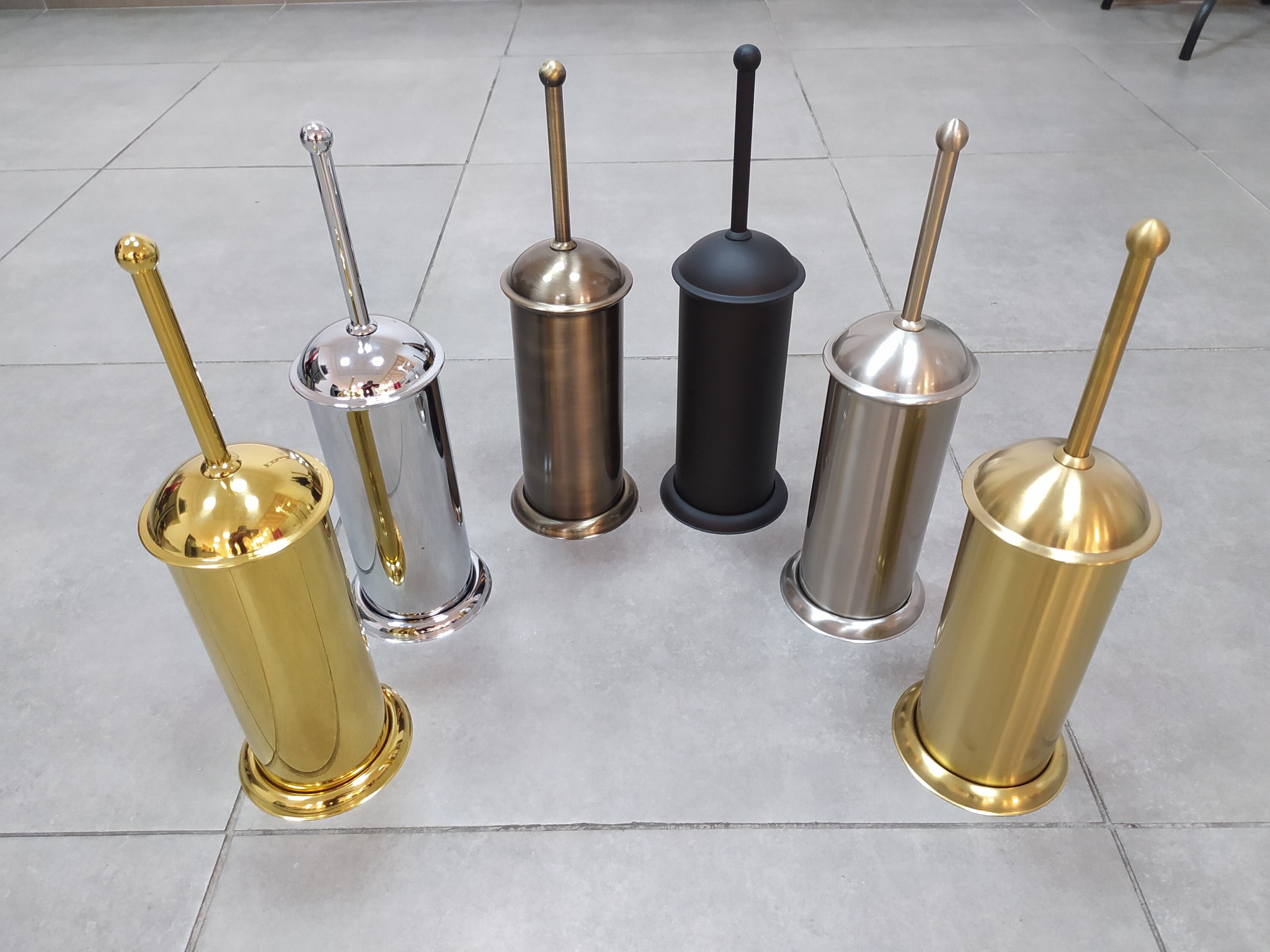 Toilet Brush Holders Free shipping gold pvD clour Small crystal toilet