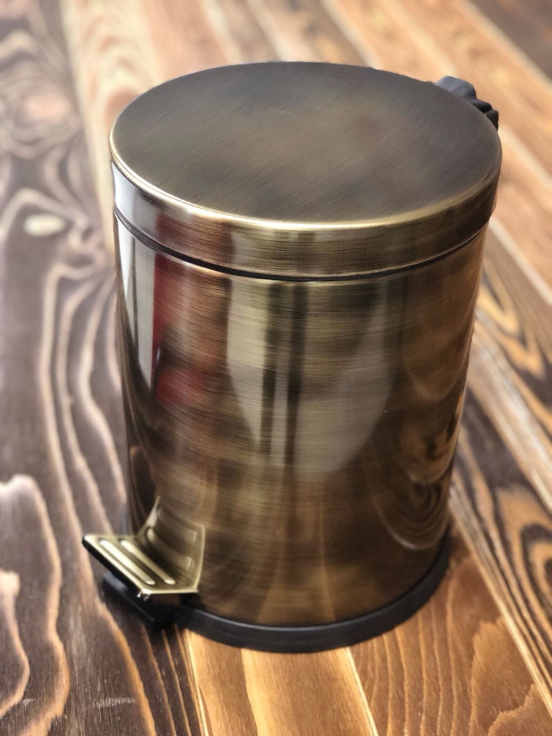 Bathroom Step Trash CanUnlacquered BrassGold/Antique Brass Etsy