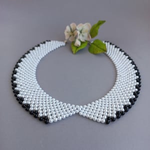Beaded Necklace, Removable Collar, Beaded Collar Necklace, White Collar Necklace, Pearl Shirt Collar, Detachable Collar Jewelry the Graduate