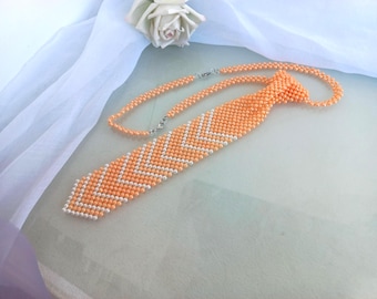 Handmade Beaded Necktie Necklace: Unique Party Fashion