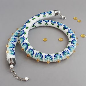 Crochet Beaded Choker Necklace: Boho Rope Jewelry