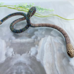Emerald Green Ouroboros Snake Necklace: Beaded Crochet Choker