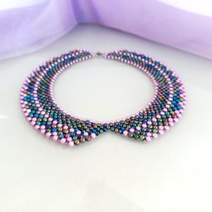 Collier fait main avec perles irisées : collier de perles amovible