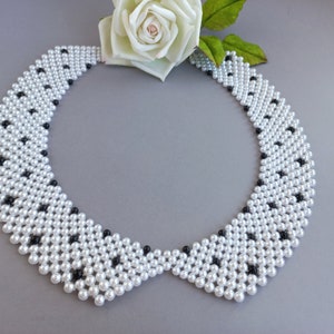 Collar Necklace, Pointed Collar, White Collar Necklace, Detachable Pointed Collar Lightweight, Delicate Collar Necklace, Seed Bead Necklace