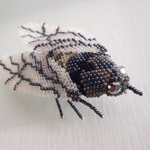 Beaded Fly Brooch: Handmade Cicada Pin, Nature Lover Gift