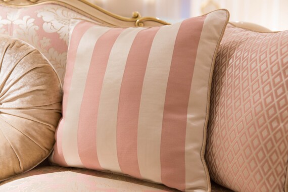 Pink Satin Pillow Cover Striped Throw Pillow Decorative Etsy