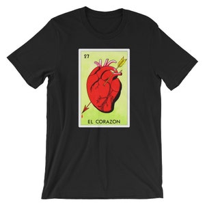 Mexican Loteria Tshirts - El Corazon T Shirt Grunge Version Mexican Loteria Tshirts - El Corazon T Shirt Grunge Version