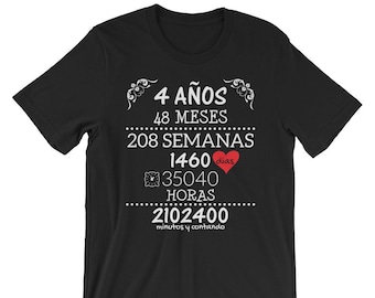 Regalo de Aniversario de Bodas 4 Años - Camiseta Tshirt