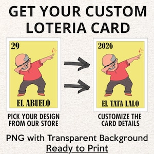 Custom Loteria PNG File - Pick the Design, Text, Card Number and Background [DIGITAL ITEM]