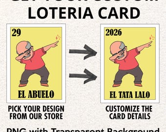 Custom Loteria PNG File - Pick the Design, Text, Card Number and Background [DIGITAL ITEM]