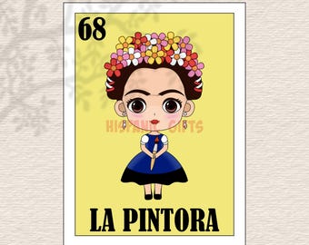 La Pintora Loteria PNG PDF - Loteria Mexicana impressions numériques - fichier numérique