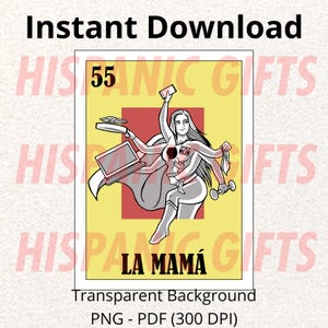 La Mama Loteria PNG PDF - Mexican Mom Loteria Mexicana Digital Prints - Digital File
