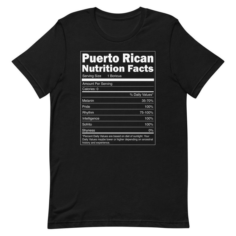 Puerto Rico Tshirt Nutrition Facts Puerto Rican Shirt - Etsy