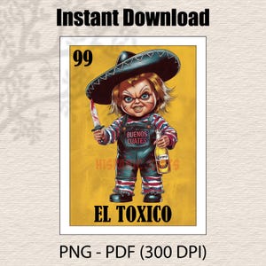 El Toxico Loteria PNG PDF-Loteria Mexicana wydruki cyfrowe-plik cyfrowy