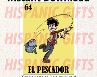 El Pescador PNG PDF - Loteria Mexicana parodie impressions numériques - fichier numérique