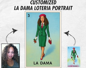 Custom La Dama Loteria Portrait – Personalized Mexican Loteria Card from Your Photo [DIGITAL PRODUCT]