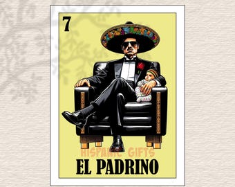El Padrino Lotería PNG PDF - Regalo y decoración de bautizo hispano - Archivo digital