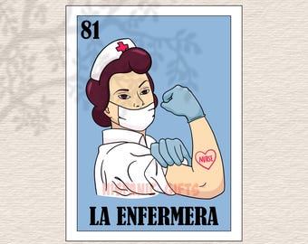 La Enfermera Loteria PNG PDF - Loteria Mexicana Impressions numériques - Fichier numérique