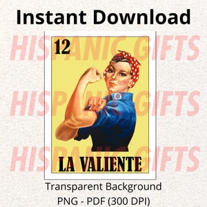 La Valiente PNG PDF - Loteria Mexicana Parody Digital Prints - Digital File