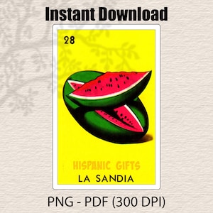 La Sandia Loteria PNG PDF - Loteria Mexicana Digitaldrucke - Digitale Datei