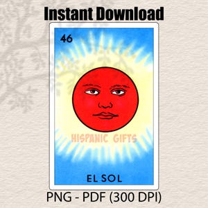 El Sol Loteria PNG PDF-Loteria Mexicana wydruki cyfrowe-plik cyfrowy
