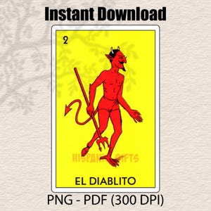 El Diablito Loteria PNG PDF-Loteria Mexicana wydruki cyfrowe-plik cyfrowy