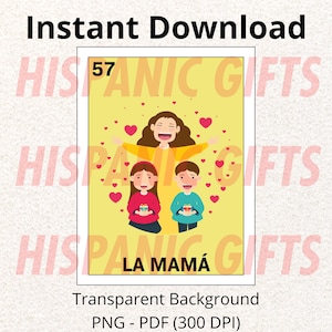 La Mama Loteria PNG PDF - Mexican Mom Loteria Mexicana Digital Prints - Digital File