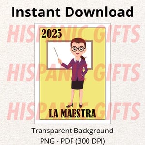 La Maestra PNG PDF - Loteria Mexicana Parody Digital Prints - Digital File