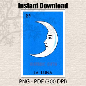 La Luna Loteria PNG PDF - Loteria Mexicana Digitaldrucke - Digitale Datei