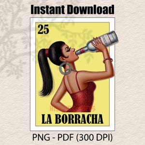 La Borracha PNG PDF Loteria Card - Loteria Mexicana Prints - Archivo Digital