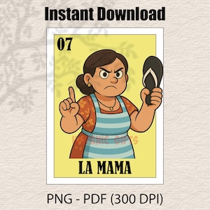 Lotería de La Mamá PNG PDF - Impresión digital de la Lotería Mexicana de Mamá - Archivo digital
