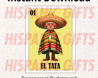 El Tata PNG PDF - Loteria Mexicana parodie Impressions numériques - Fichier numérique