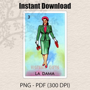 La Dama Loteria PNG PDF - Loteria Mexicana Impresiones Digitales - Archivo Digital