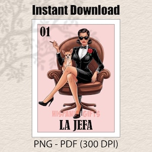 La Jefa Loteria PNG PDF (Versión Morena) - Chihuahua Moms Loteria Mexicana Impresiones Digitales - Archivo Digital
