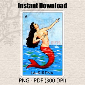 La Sirena Loteria PNG PDF - Loteria Mexicana Impresiones Digitales - Archivo Digital
