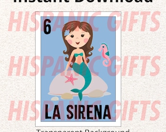 La Sirena PNG PDF - Loteria Mexicana parodie impressions numériques - fichier numérique
