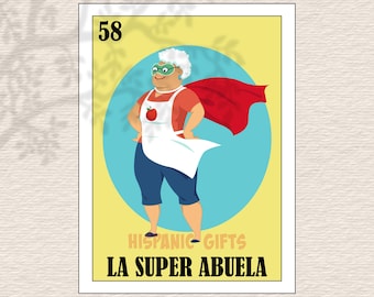 La Super Abuela Loteria PNG PDF - Loteria Mexicana Digital Prints - Digital File