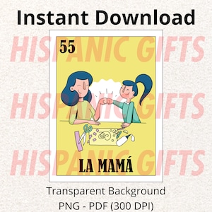 La Mama Loteria PNG PDF - Mexican Mom Loteria Mexicana Digital Prints - Digital File