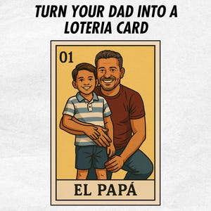Retrato personalizado de tarjeta de lotería para el Día del Padre – Regalo digital personalizado para papá – Foto para lotería [PRODUCTO DIGITAL] [Oferta limitada]