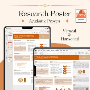Plantillas de carteles de investigación académica / Tamaño A0 vertical y horizontal / PowerPoint PPTX para conferencias y presentaciones de tesis