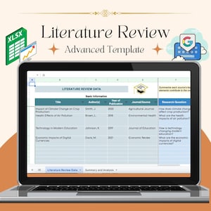 Literatur-Rezension Excel / Google Sheets Fortgeschrittene Akademische Vorlage