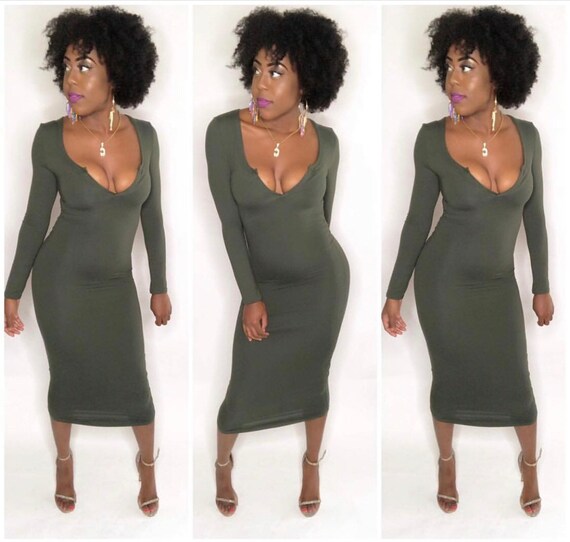 olive bodycon dress