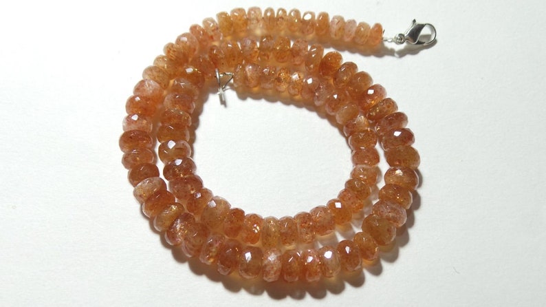For jewellery Making Loose Gemstone Natural Sunstone Faceted Rondelle Beads size 6-8 MM 14 Strand