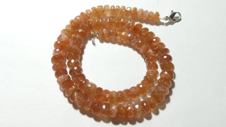 For jewellery Making Loose Gemstone Natural Sunstone Faceted Rondelle Beads size 6-8 MM 14 Strand